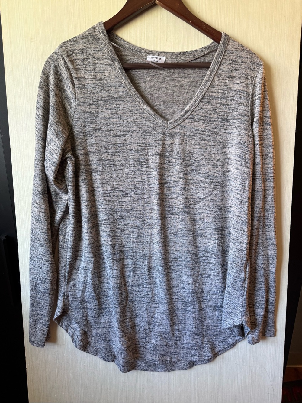 Cotton On Heather Gray V-Neck Long Sleeve Top